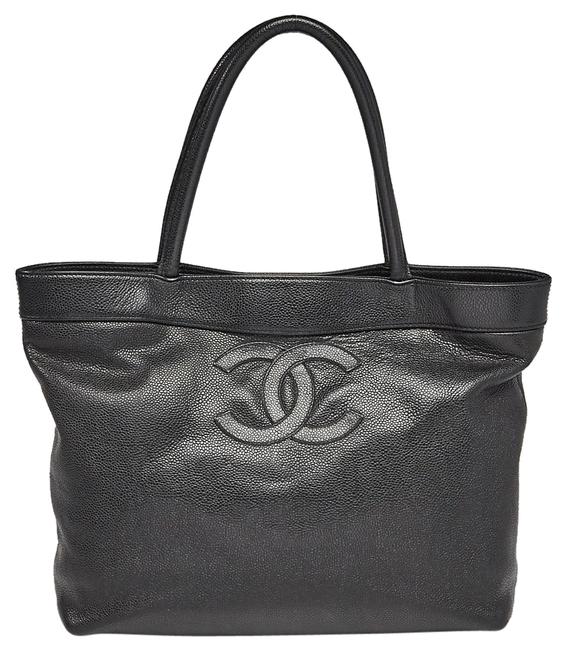 Chanel Bag Caviar Interlocking Cc Black Leather Tote