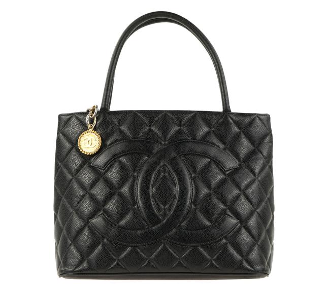 Chanel Caviar Medallion Black Leather Tote