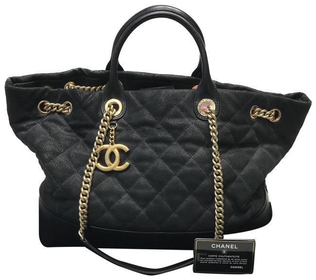 Chanel Caviar Quilted Shiva Black Leather Tote