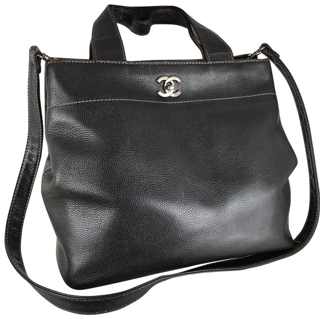 Chanel Crossbody Caviar Two Mint Black Leather Tote