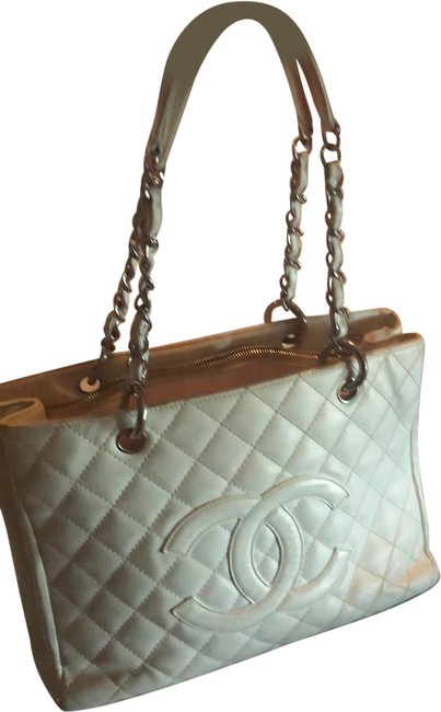 Chanel Caviar White Leather Tote