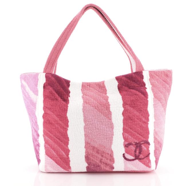 Chanel Cc Beach Medium Pink Terry Cloth Tote
