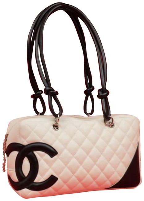 Chanel Cc Boston 226528 White X Black Leather Tote