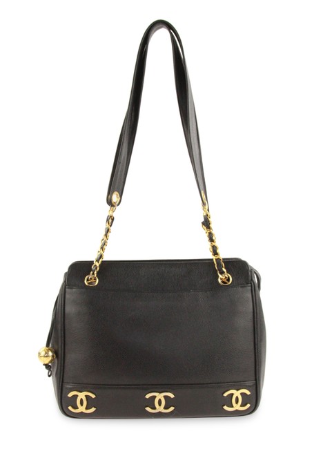 Chanel Cc Chain Black Leather Tote