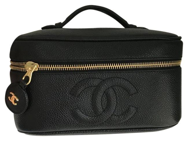 Chanel Cc Logo Black Cavier Leather Tote