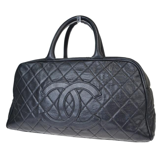 Chanel Cc Logo Hand Vintage Black Caviar Skin Leather Tote