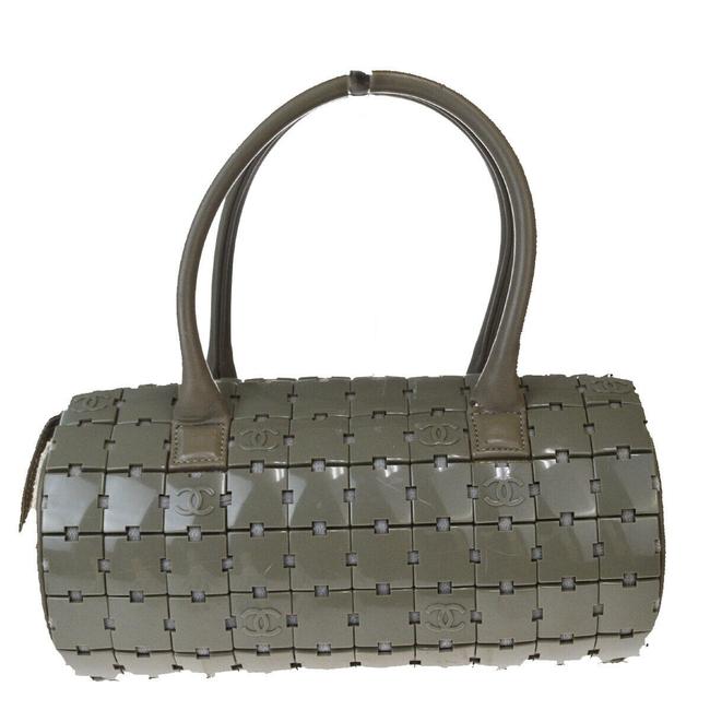 Chanel Cc Logo Hand Vintage Gray Tewwd Plastic Leather Tote