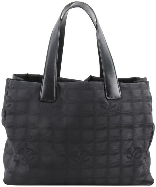 Chanel Bag Cc Logo Travel Line Black Nylon Tote