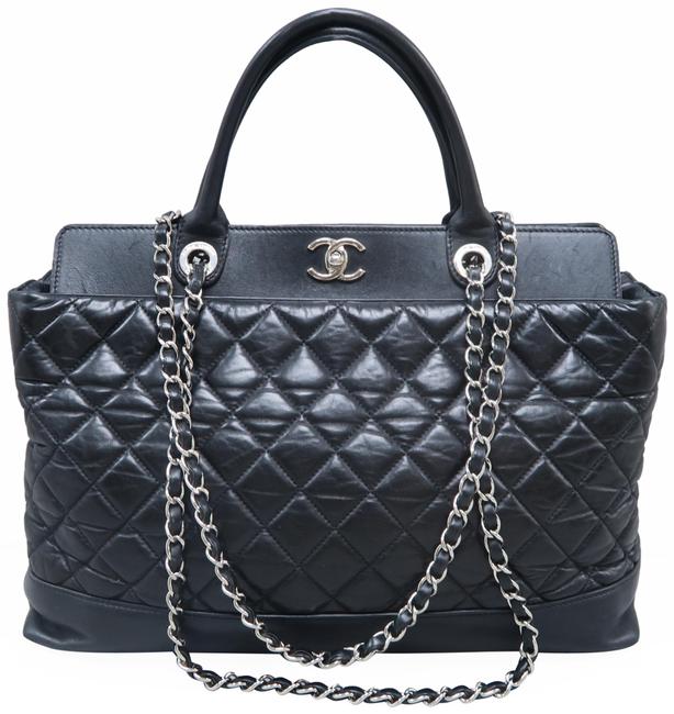 Chanel Cc Medium Black Calfskin Leather Tote