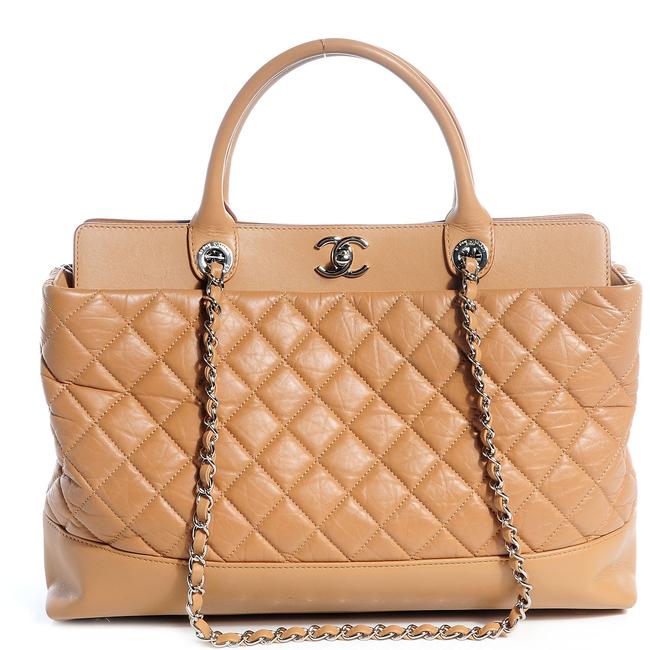 Chanel Cc Medium Tan Calfskin Leather Tote