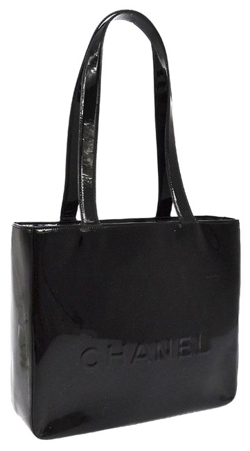Chanel Cc Patent Leather Purse Black Tote