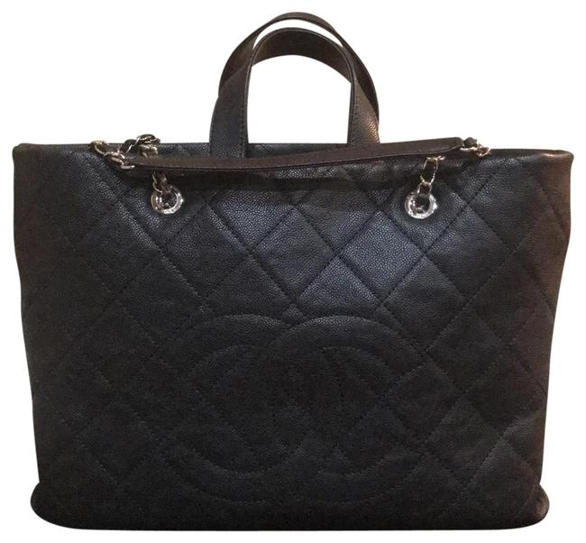 Chanel Cc Pocket Black Caviar Leather Tote