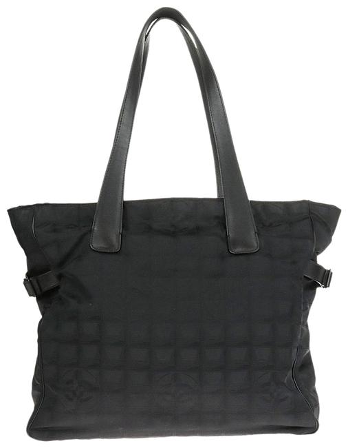 Chanel Cc Travel Line Black Canvas Tote