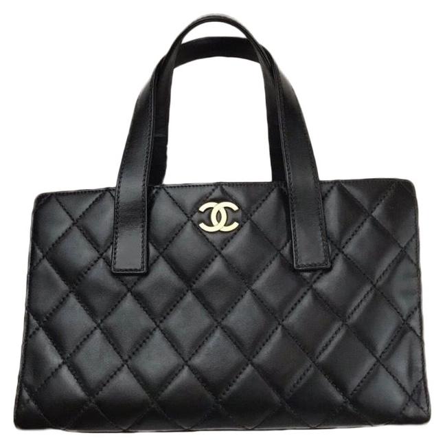 Chanel Cerf Black Lambskin Leather Tote