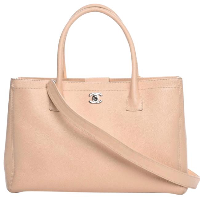 Chanel Cerf Excchanel Executive Shopper Clair Beige Calfskin Leather Tote