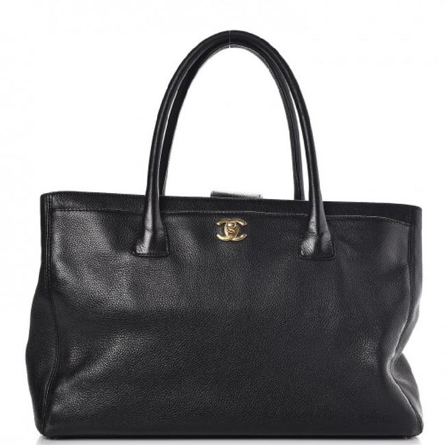 Chanel Cerf Executive Black Calfskin Leather Tote
