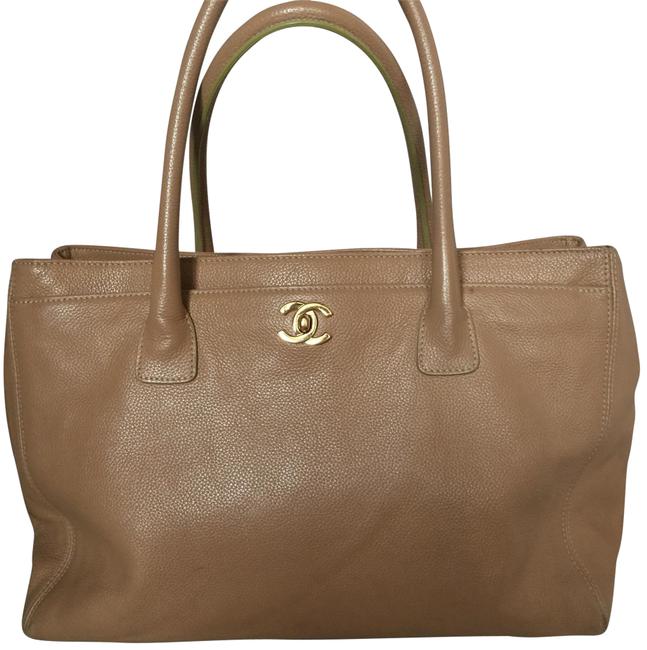 Chanel Cerf Executive Cc Caviar Tan Leather Tote