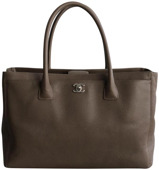 Chanel Cerf Executive Light Brown Beige Calfskin Tote