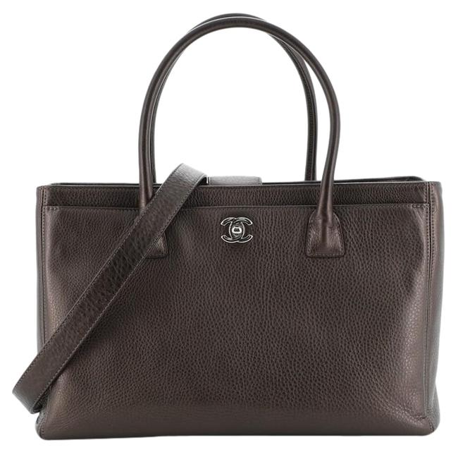 Chanel Cerf Executive Medium Brown Metallic Leather Tote
