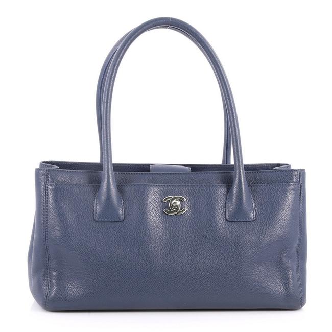 Chanel Cerf Executive Small Blue Leather Tote