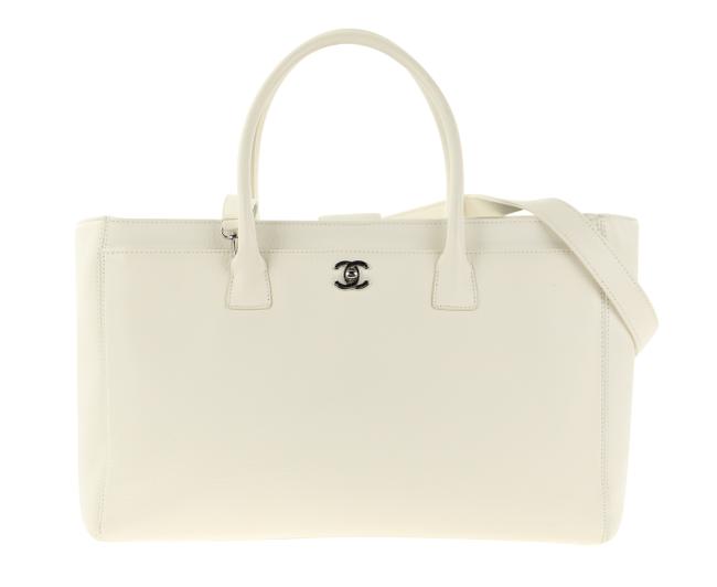 Chanel Cerf Executive White Leather Tote