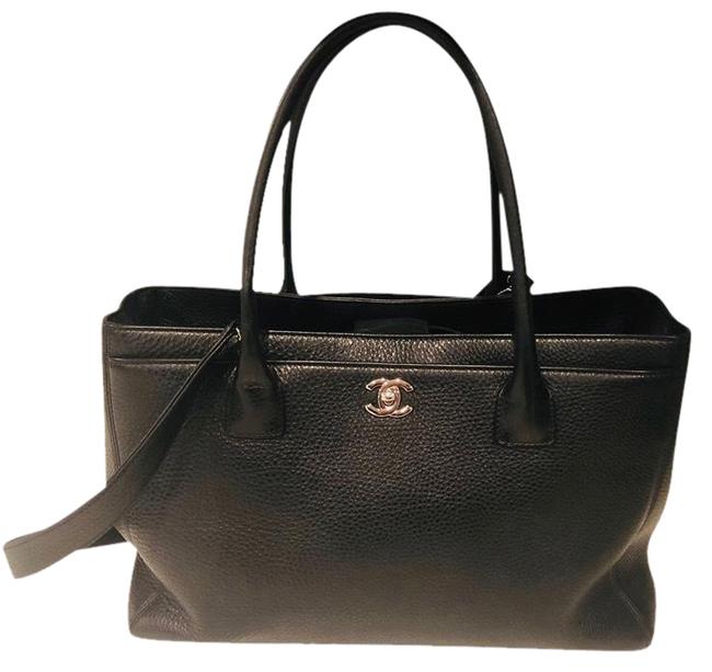 Chanel Cerf Large Executive Black Leather Tote