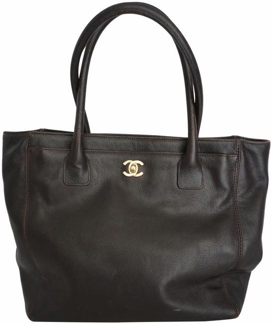 Chanel Shoulder Bag Cerf Large Dual Strap Black Pebbled Leather Tote