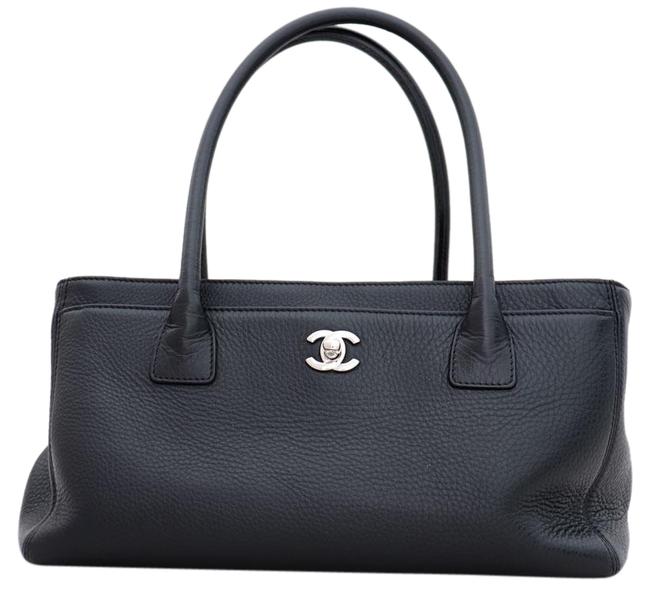 Chanel Cerf Petite Black Pebbled Leather Tote