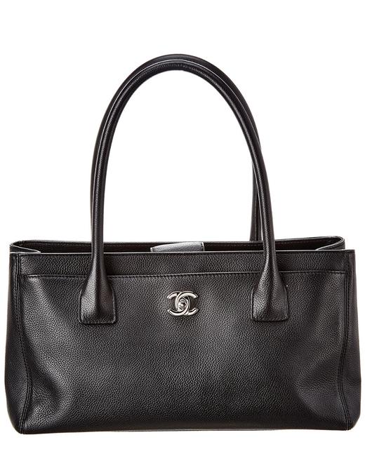 Chanel Cerf Pre owned Black Calfskin Leather Small No Color Tote