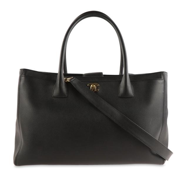 Chanel Cerf Shopper Black Calfskin Leather Tote
