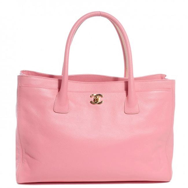 Chanel Shoulder Bag Cerf Shopper Pink Calfskin Leather Tote