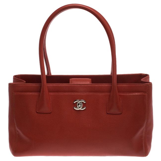Chanel Cerf Small Executive Orange Leather Tote
