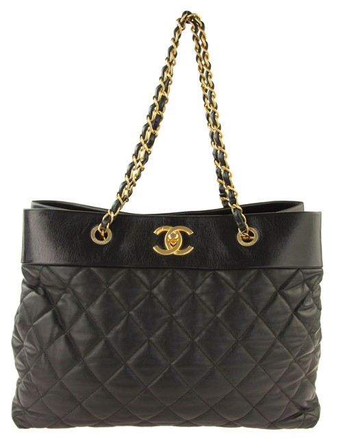 Chanel Chain Black Calfskin Leather Tote