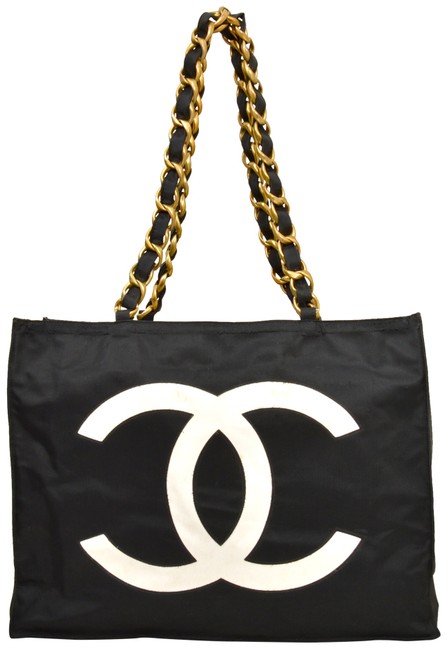 Chanel Chain Black Canvas Tote