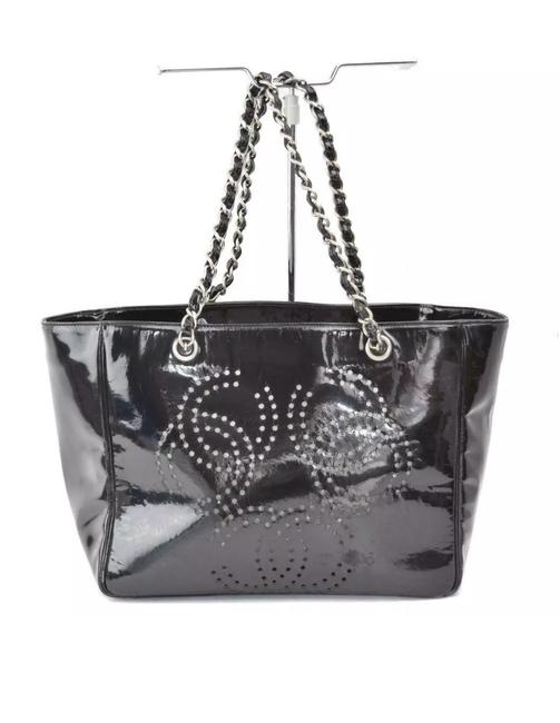 Chanel Chain Black Patent Leather Tote
