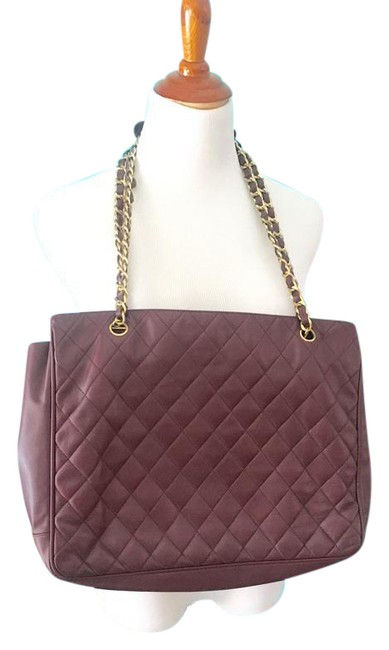 Chanel Chain Burgundy Leather Tote