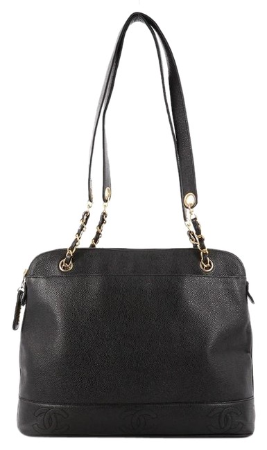 Chanel Chain Cc Black Leather Tote