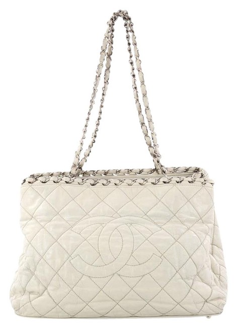 Chanel Chain Me Quilted Medium White Calfskin Tote