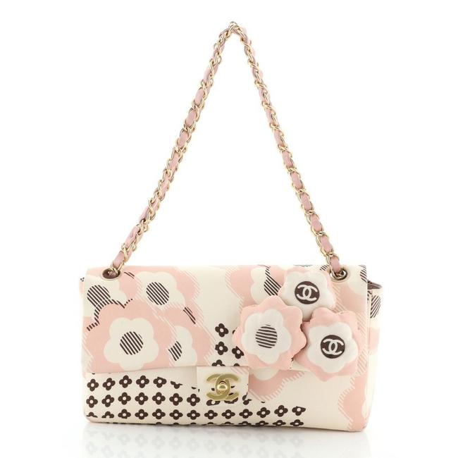 Chanel Classic Flap Camellia Printed Satin Medium Shoulder Bag