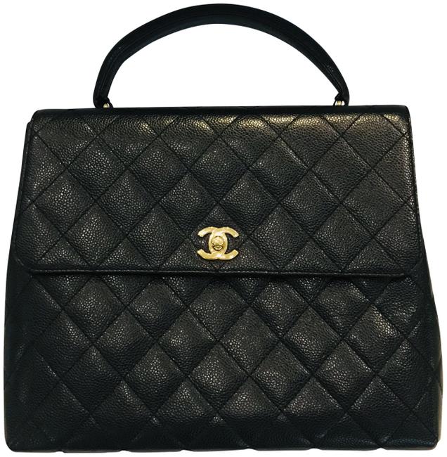 Chanel Classic Flap Coco Handle Kelly Jumbo Black Leather Tote