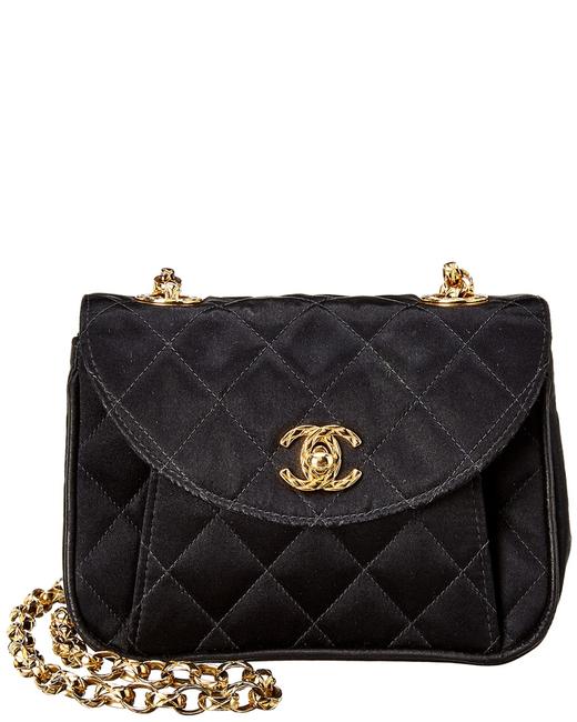 Chanel Classic Flap Pre owned Black Quilted Satin Mini Single No Color Tote