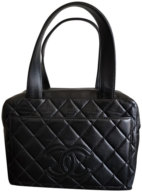Chanel Classic Handbag Mini Bag Black Calfskin Leather Tote