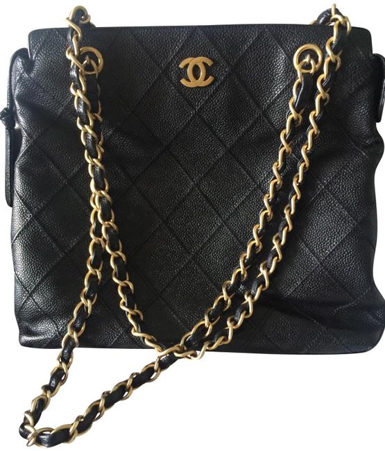 Chanel Classic Vintage Black Caviar Leather Tote