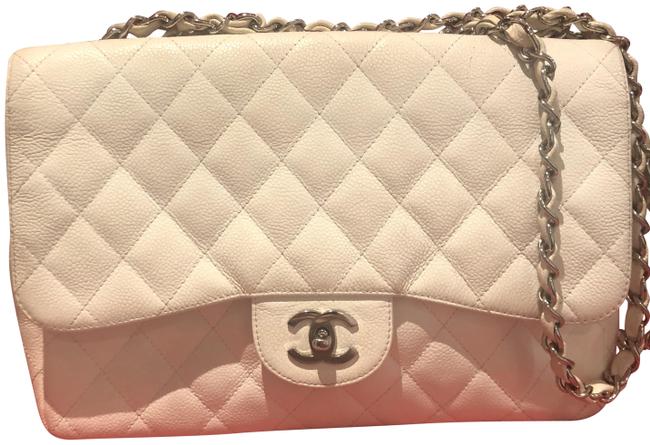Chanel Classic Jumbo Vanille Caviar Leather Shoulder Bag