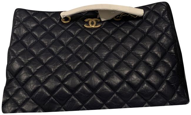 Chanel Coco Bag Navy Blue Leather Tote