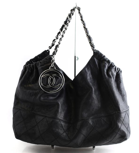 Chanel Coco Cabas Black Calfskin Leather Tote