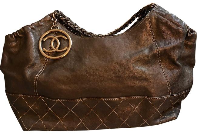 Chanel Coco Cabas Shoulder Bag Brown Leather Tote