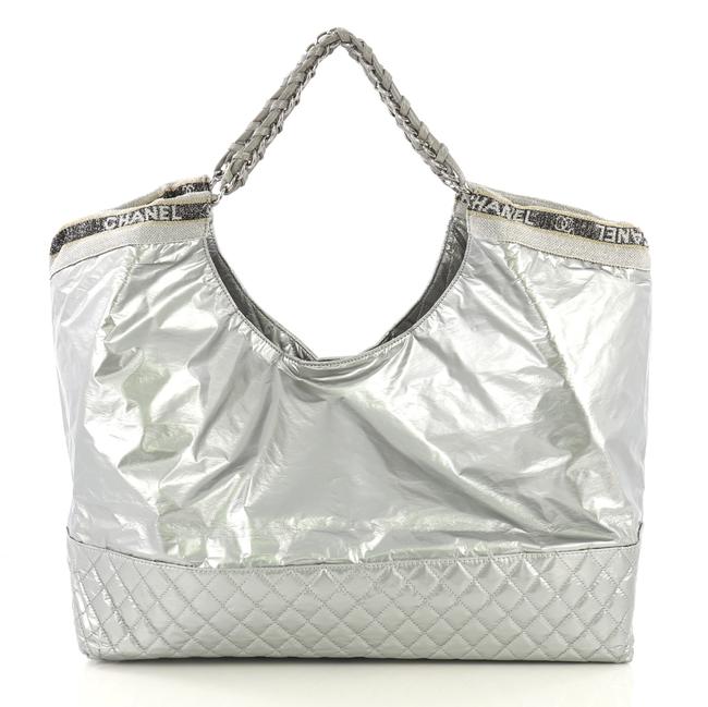 Chanel Coco Cabas Flashdance Quilted Large Metallic Silver Vinyl Tote