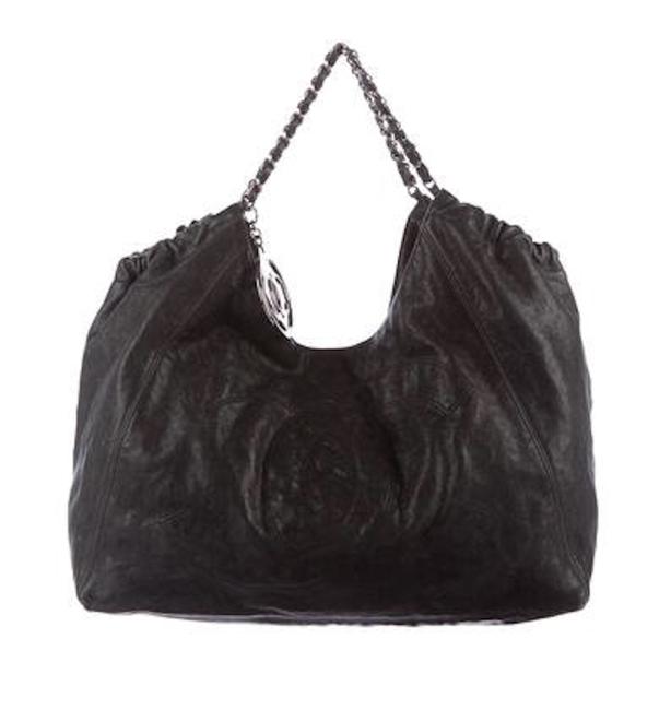 Chanel Coco Cabas XL Charcoal  Black Caviar Leather Tote