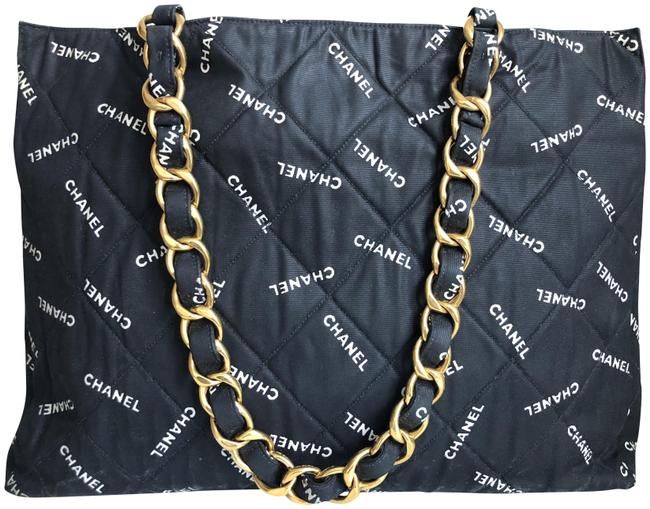 Chanel Coco Letter X large Black Canvas Tote